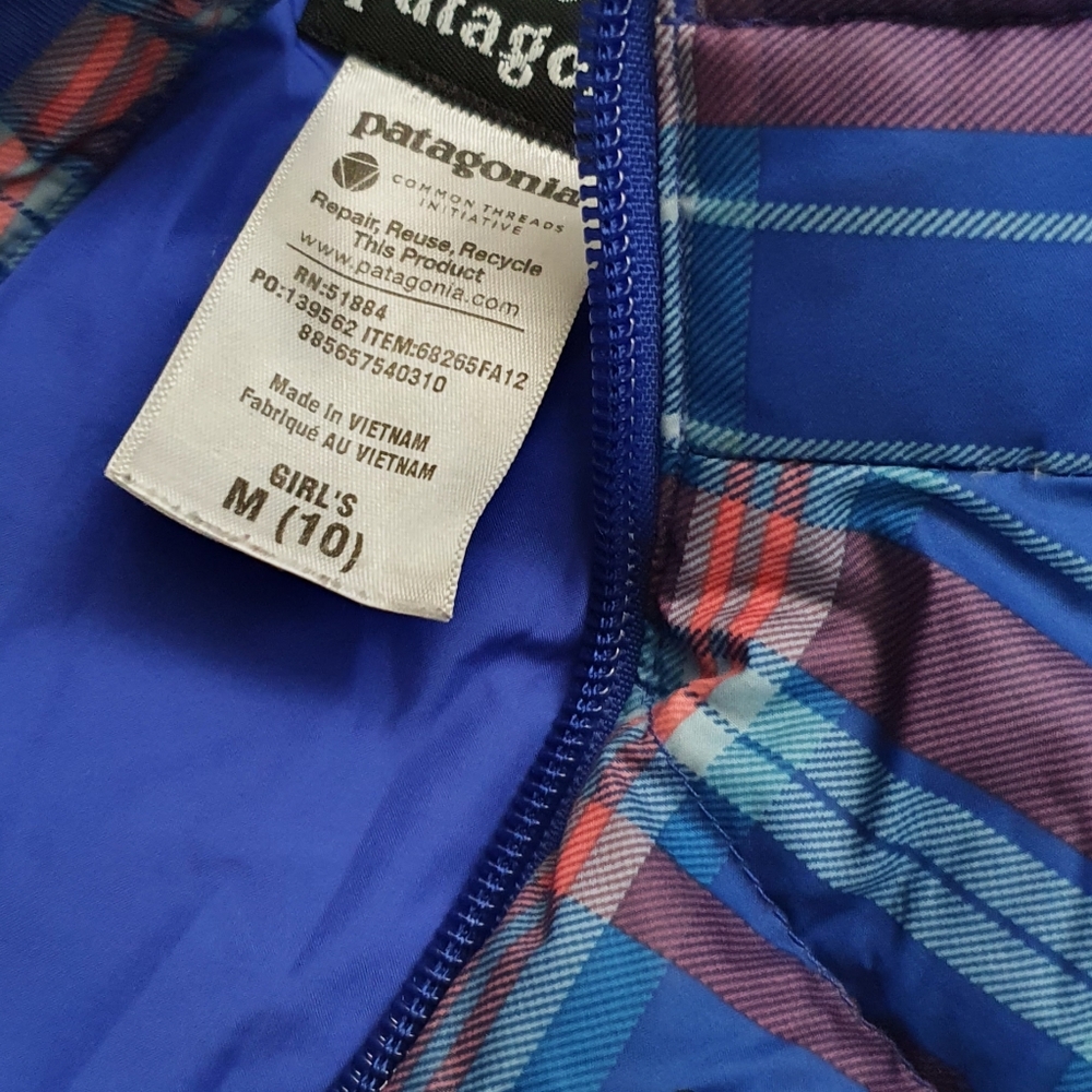 Patagonia checkered blue puffy jacket - Picture 2 of 8